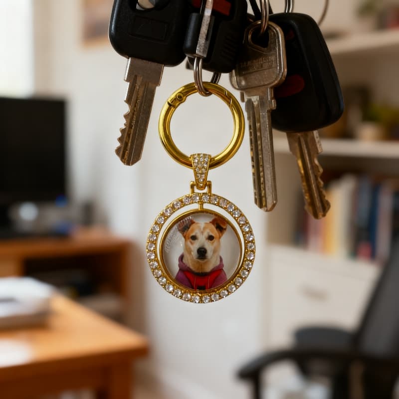 Custom Personalized Pet Keychain - Zinc Alloy with Double-Sided Photo